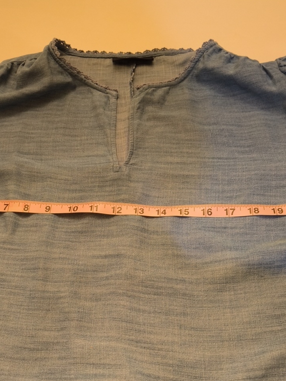Lane Bryant Dusty Blue Embroidered V-Neck Top - Picture 6 of 11